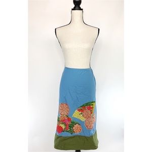 FREE PEOPLE Asian Fan Floral Print Boho Skirt Sz S